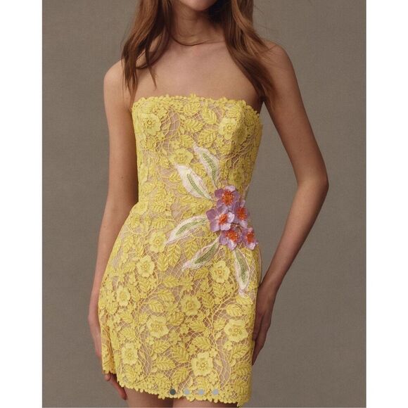 Helsi Elena Strapless 3D Floral Structured Lace Mini Dress XL - Picture 2 of 12